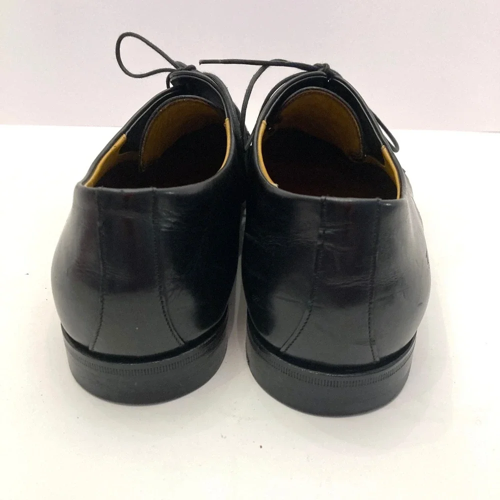 Boss Hugo Boss Black Leather Dress Shoes Cap Toe Mens 8.5 Made Italy Lace Up